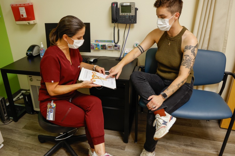 Two people at a medical appointment