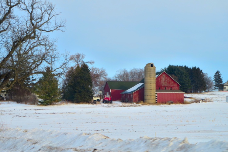 A farm in the snow