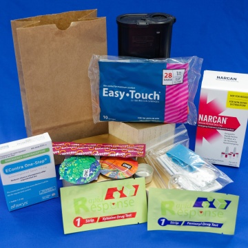 Paper bag with supplies
